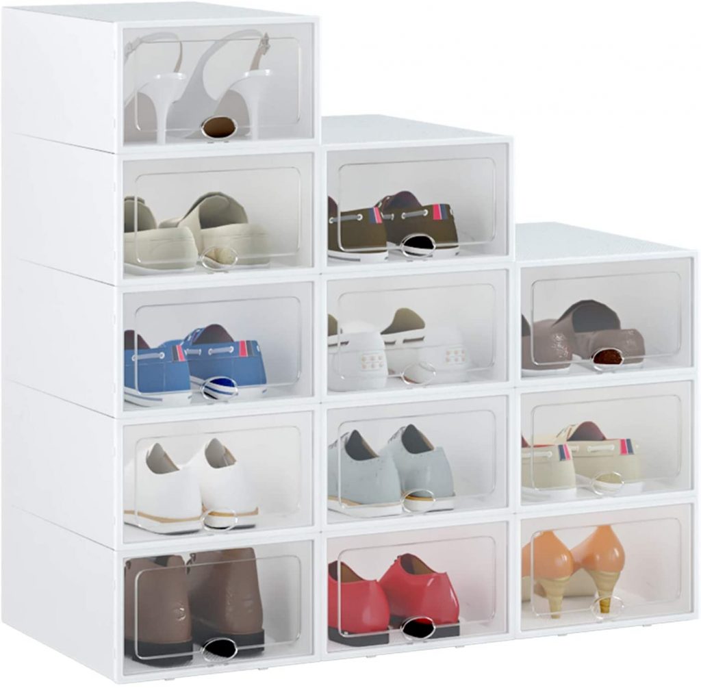 scatole trasparenti per organizzare le scarpe